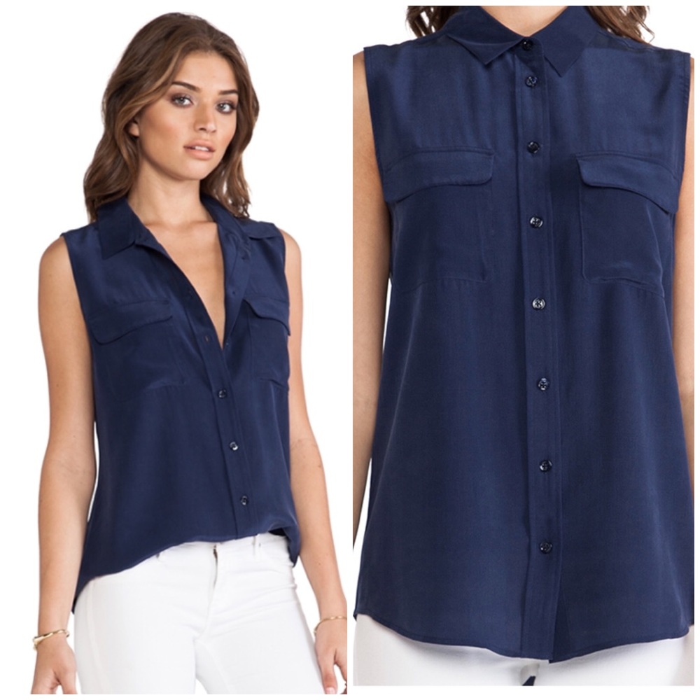 Equipment 100% silk sleeveless slim signature top - Picture 2 of 8